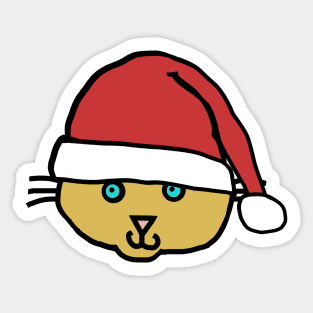 Christmas Cat Face Santa Hat Sticker